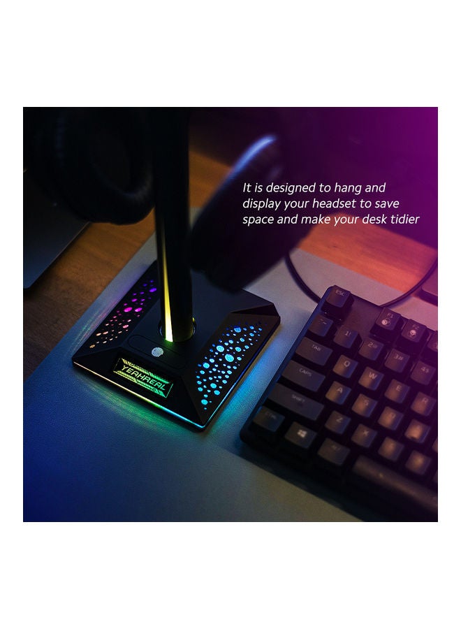 Head Mounted Bracket Detachable Headset Holder with 9 Kinds of RGB Lighting Modes Black  - Image 4