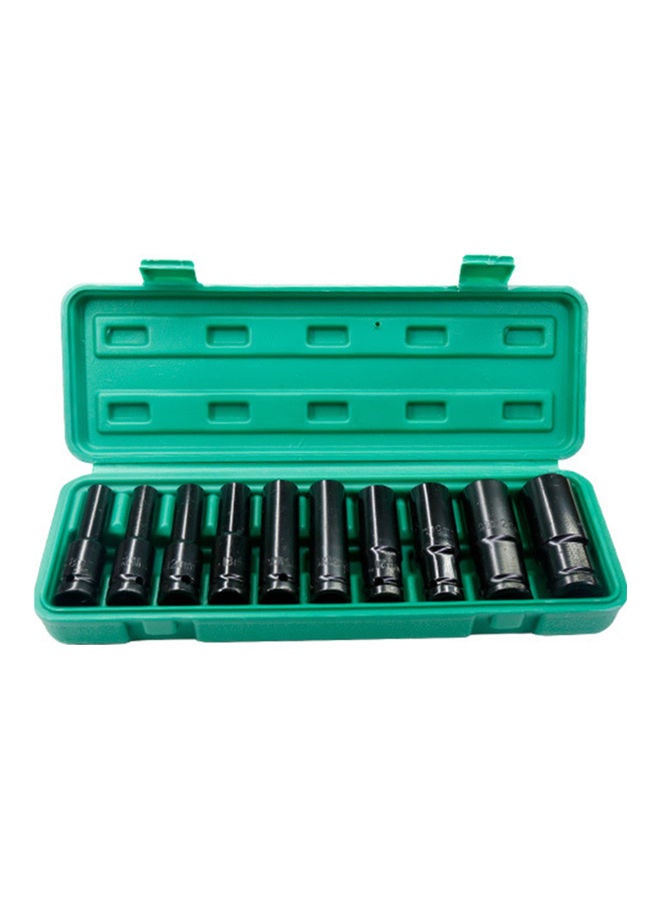 Generic - 10-Piece Hex Impact Socket Set Black 30.50x5.50x11.00cm - Image 1