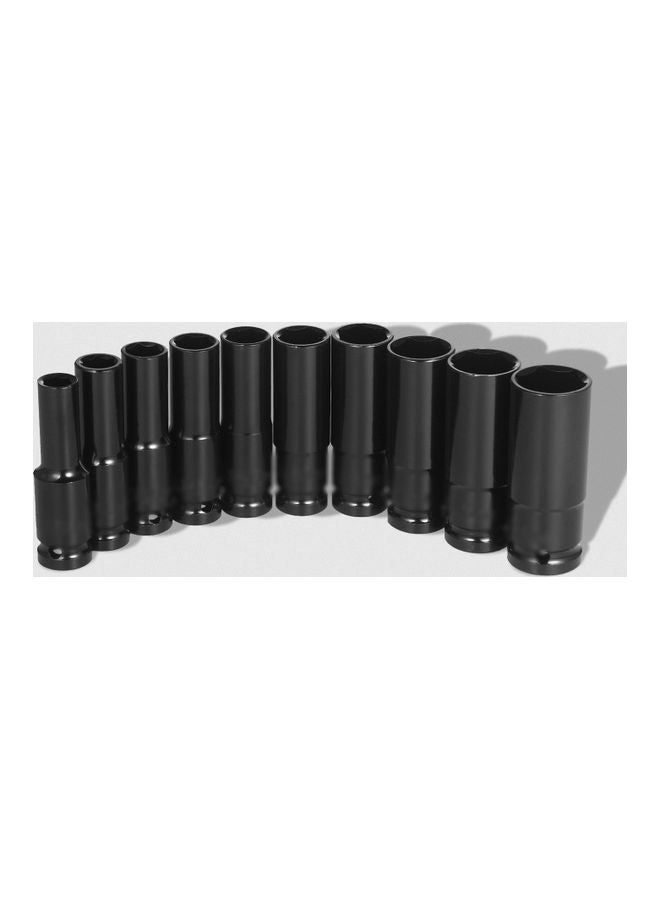 Generic - 10-Piece Hex Impact Socket Set Black 30.50x5.50x11.00cm - Image 1