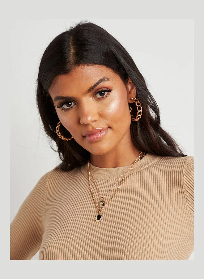 Closet By Styli Ribbed Fitted Sweater Beige