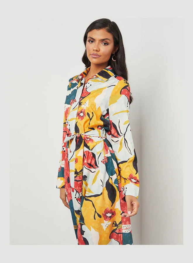 Closet By Styli Abstract Printed Straight Leg Jumpsuit Multicolour