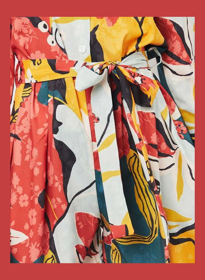 Closet By Styli Abstract Printed Straight Leg Jumpsuit Multicolour