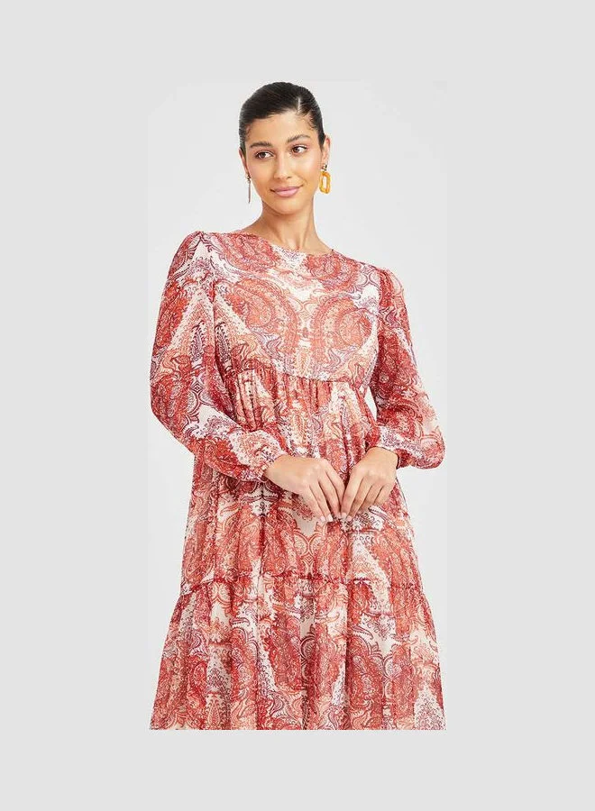 Closet By Styli Floral Paisley Print Tiered Maxi Dress Multicolour