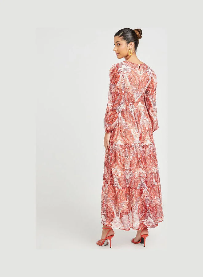 Closet By Styli Floral Paisley Print Tiered Maxi Dress Multicolour