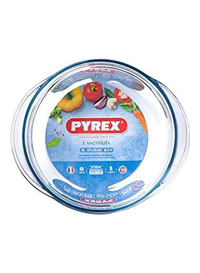 PYREX Glass Round Casserole With Lid Lt3.2 Cm26Xh10 House And Kitchen Clear Cm26Xh10cm - Image 2
