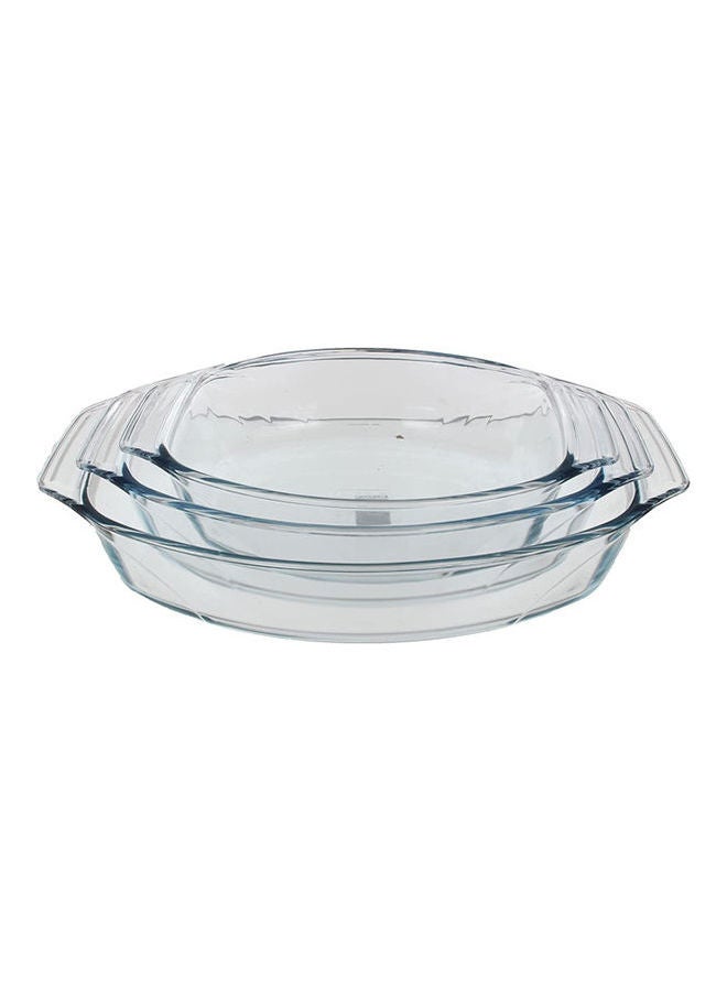 PYREX Set Of 3 Oval Roasters With Holder Clear ‎30.81 x 25.44 x 8.7cm - Image 1