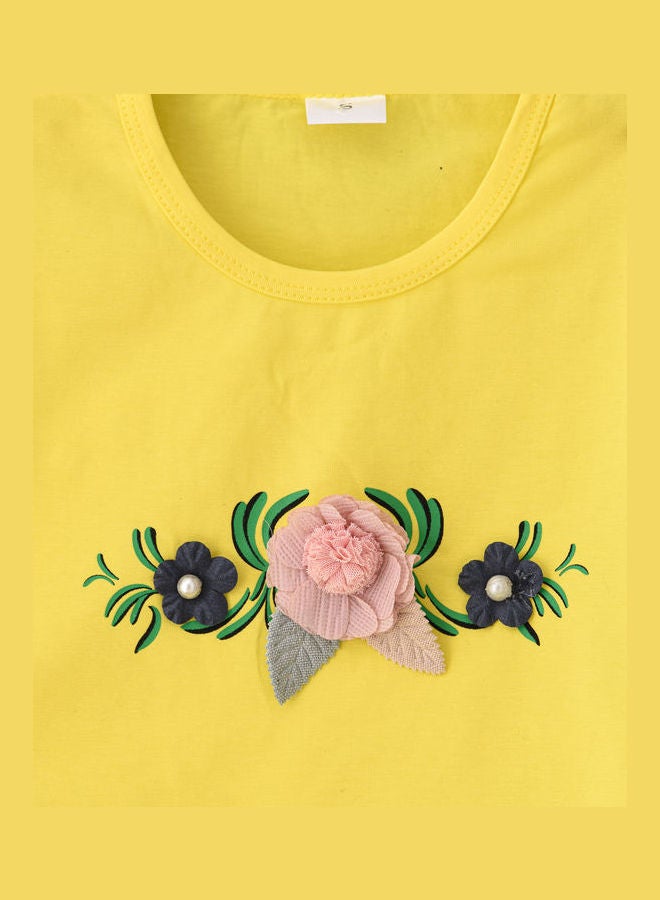 babyqlo Flower Embroidered Top And Checked Skirt Set Multicolour  - Image 3