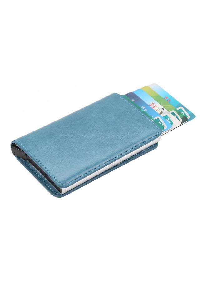 Generic RFID Blocking Snap Button Pop-Up Tab Anti-Theft Wallet Card Holder Blue  - Image 1