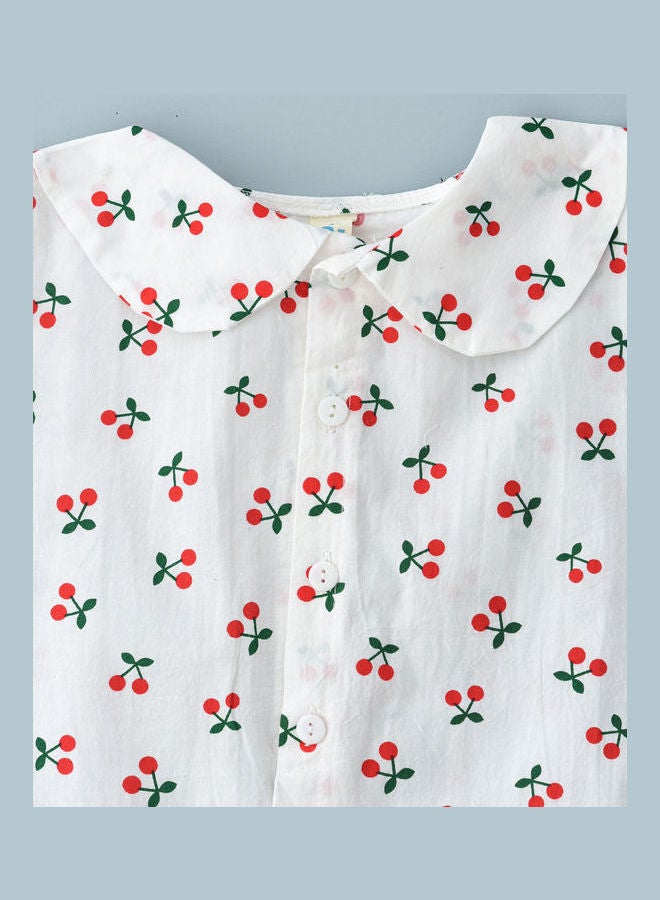 babyqlo - Peter Pan Collared T-Shirt And Dungaree Set Multicolour - Image 1