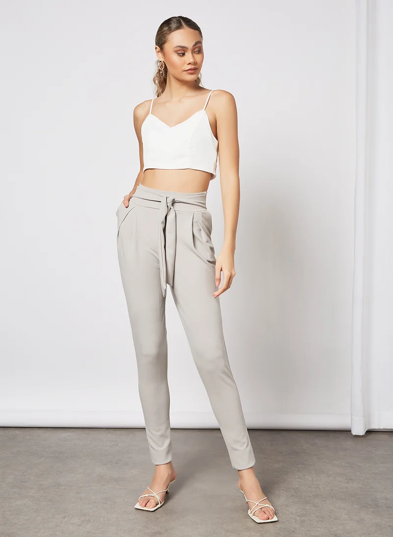 FEMME LUXE Belted Taper Fit Pants