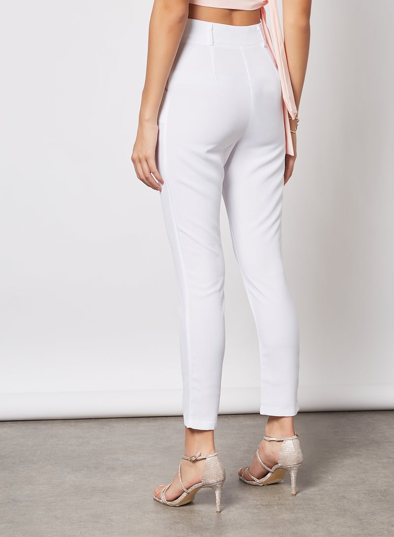 FEMME LUXE - High Waist Ankle Grazer Pants White - Image 1
