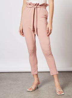 FEMME LUXE High Waist Paperbag Pants Dusty Pink  - Image 1