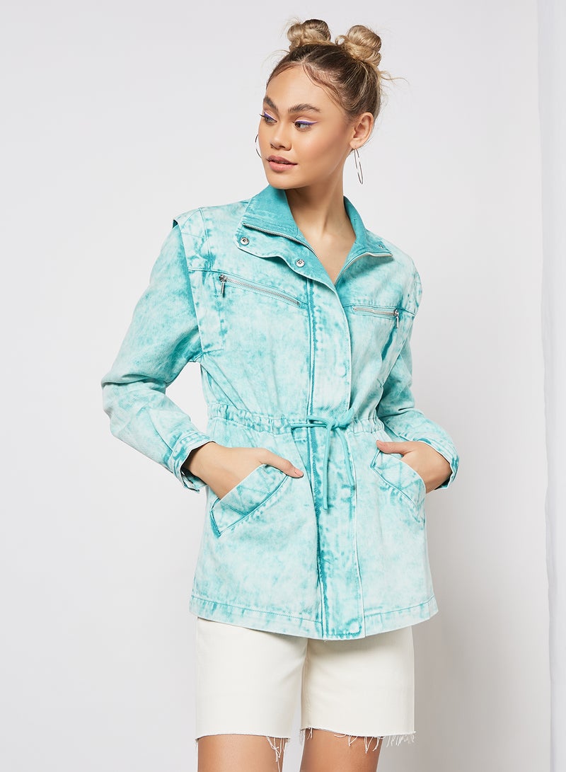 Pimkie Long Denim Jacket Green  - Image 1