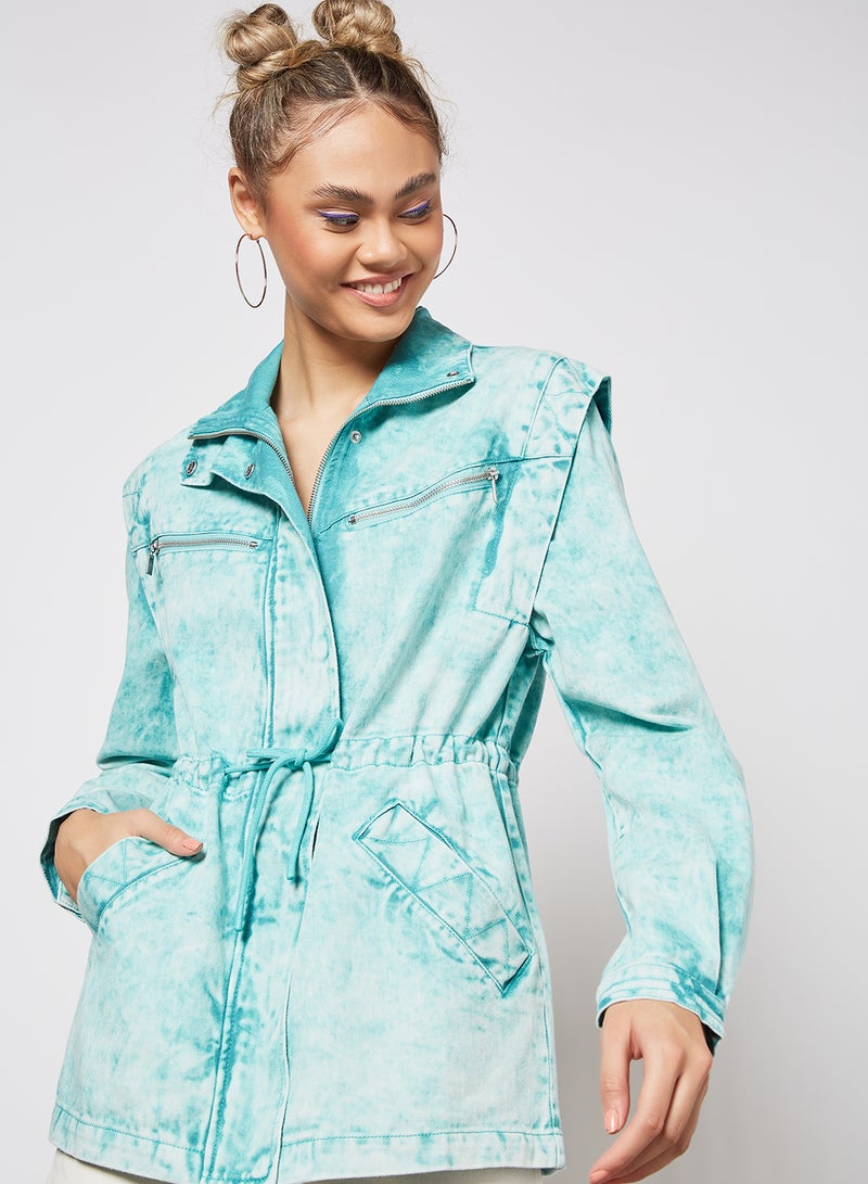 Pimkie Long Denim Jacket Green  - Image 3