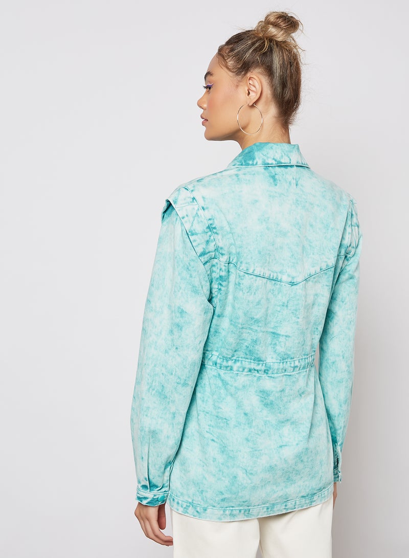 Pimkie Long Denim Jacket Green  - Image 4
