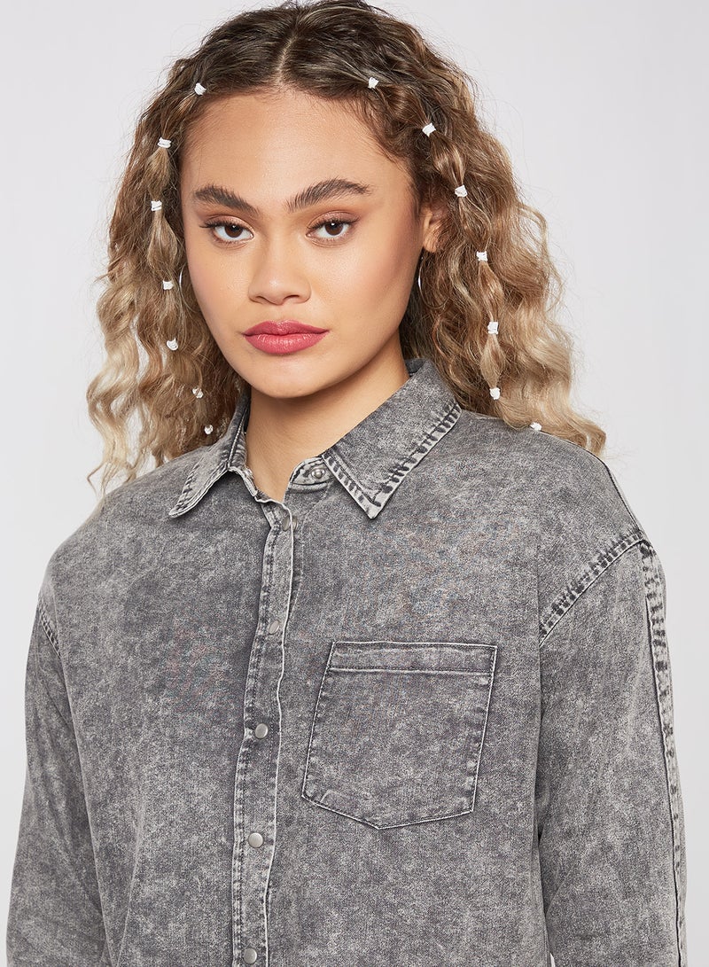 Pimkie Denim Shirt Grey  - Image 2
