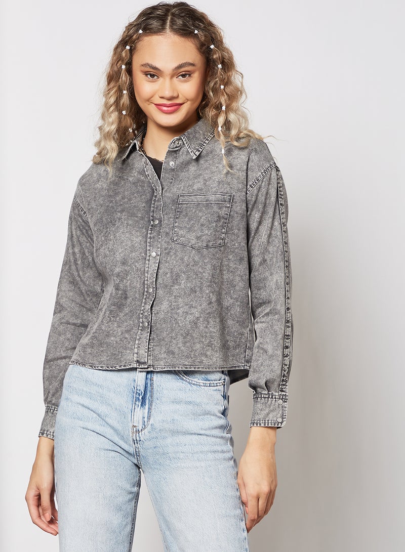Pimkie Denim Shirt Grey  - Image 1