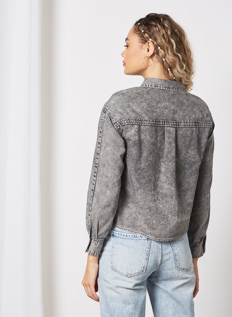 Pimkie Denim Shirt Grey  - Image 4