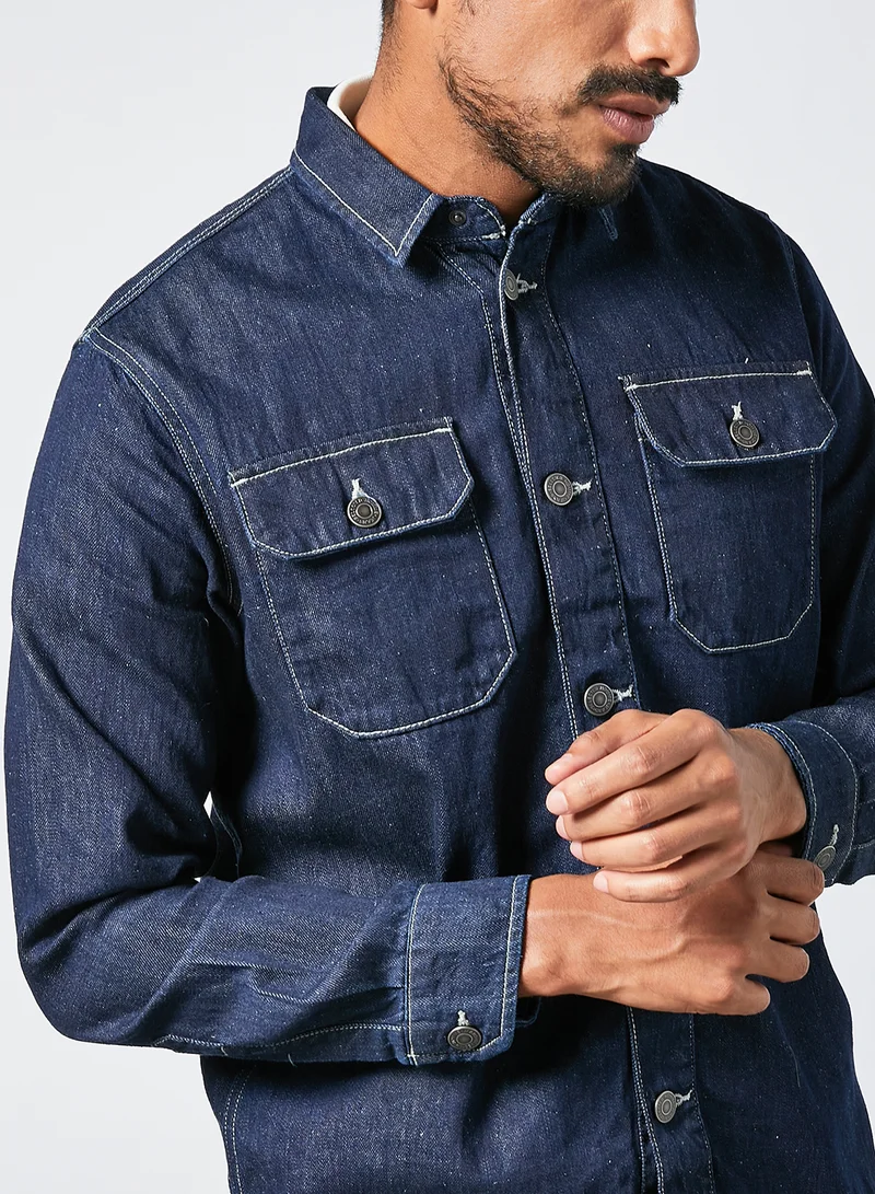 SELECTED Pocket Denim Shacket Blue