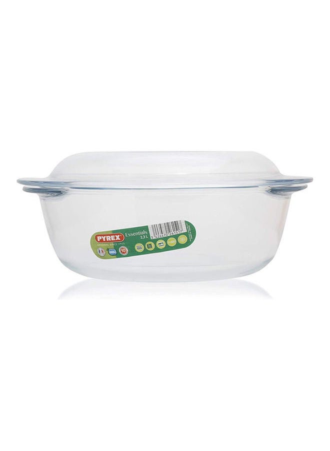 PYREX Essentials Round Casserole With Lid - 2.3 Liter Clear 2.3cm - Image 1