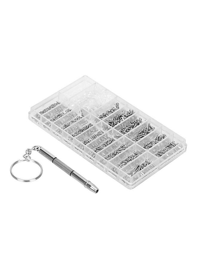 1000-Piece Screws , Pads and Screwdriver Set Silver 11 x 1.50 x 6.50cm - Image 1