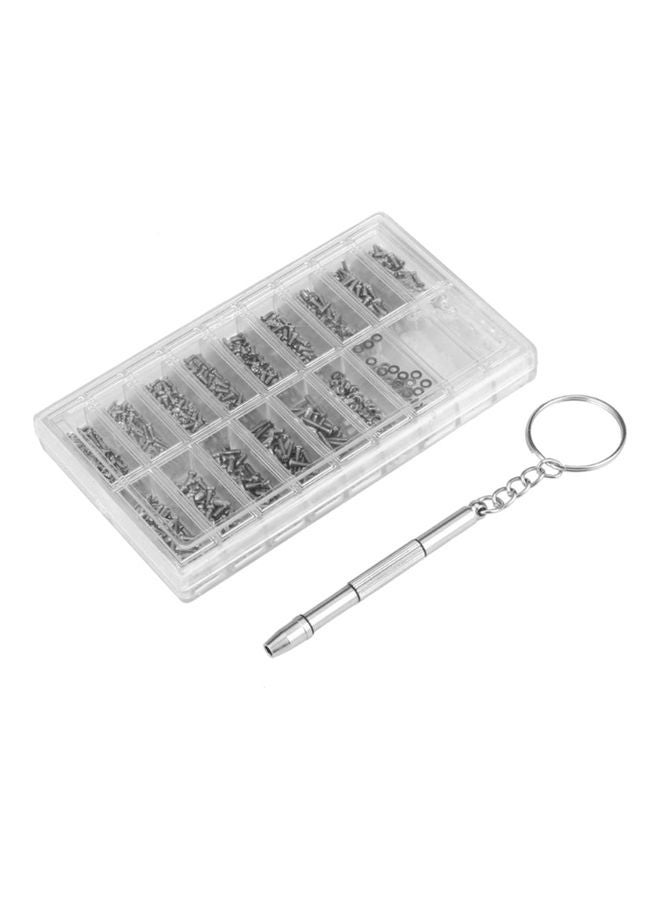 1000-Piece Screws , Pads and Screwdriver Set Silver 11 x 1.50 x 6.50cm - Image 2