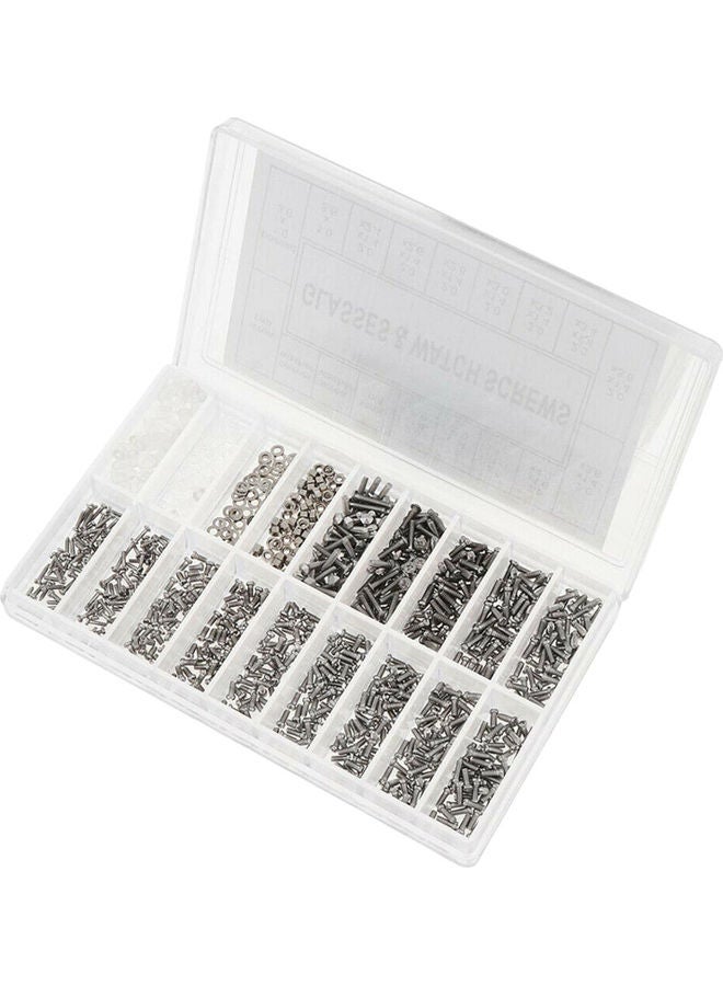 1000-Piece Screws , Pads and Screwdriver Set Silver 11 x 1.50 x 6.50cm - Image 3