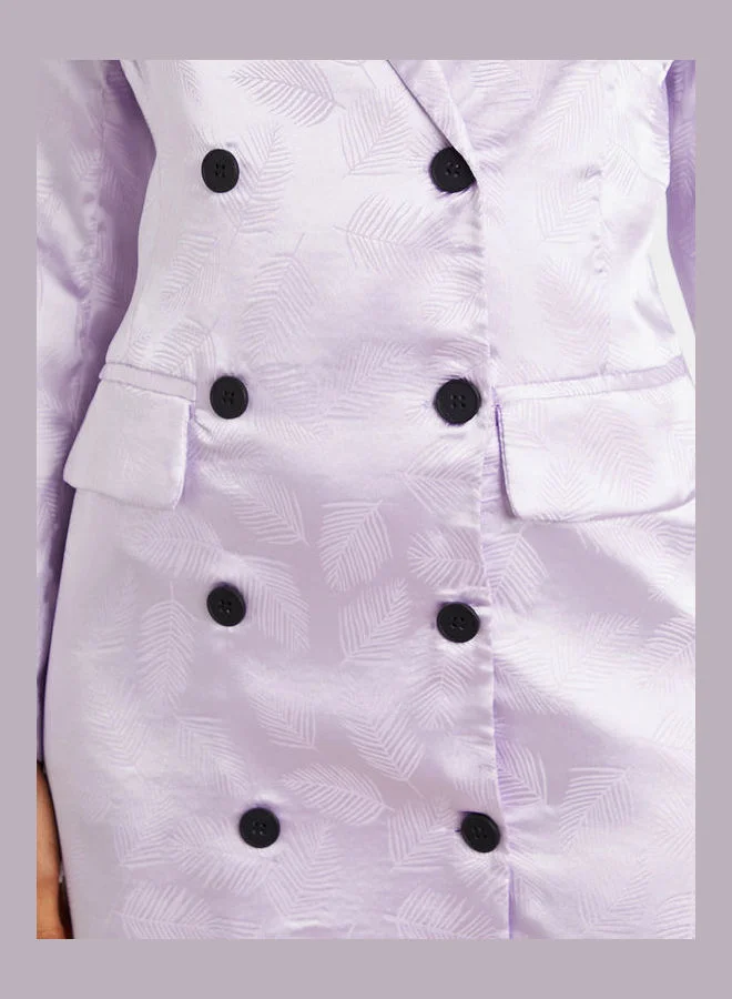 Closet By Styli Jacquard Leaf Pattern Blazer Mini Dress Lilac