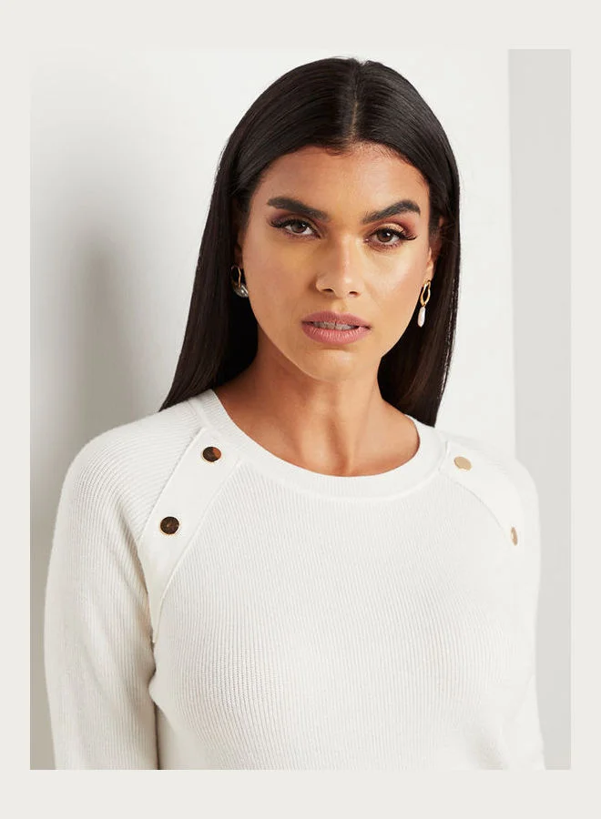 Closet By Styli Fitted Knitted Sweater White