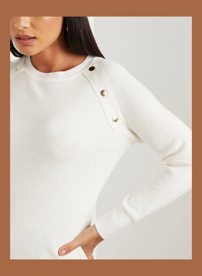 Closet By Styli Fitted Knitted Sweater White