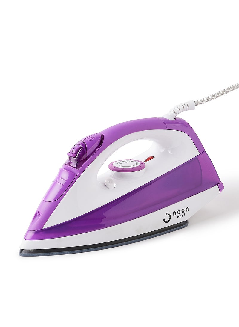 noon east Steam Iron Box - 2200 W 0.42 Liter Water Tank Non Stick Teflon Coated- Purple/White 420.0 ml 2200.0 W DM-2008-3 Purple/White - Image 1