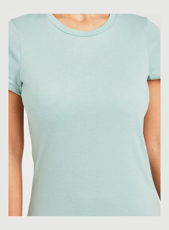 Closet By Styli Knitted Split Hem Detail Midi Dress Green