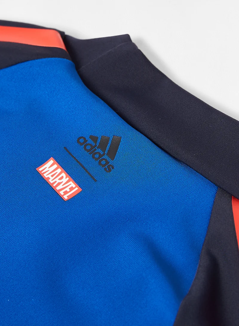 adidas قميص بأكمام طويلة لوقاية بشرة الجسم من الطفح للأطفال والصغار بتصميم سبايدرمان من مارفل