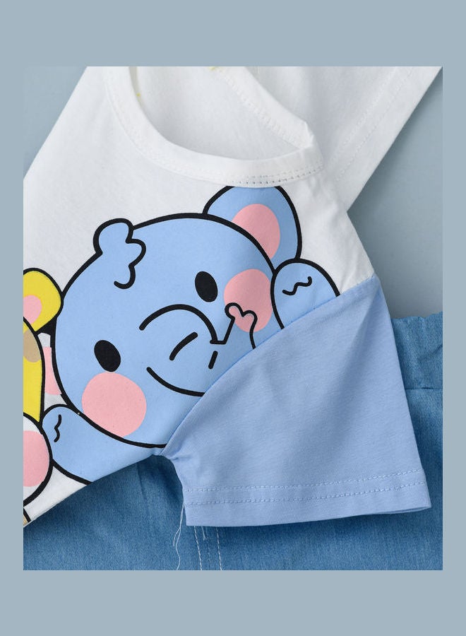 babyqlo - Cute Animals Printed T-Shirt And Shorts Set Multicolour - Image 1