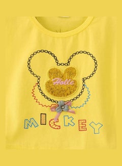 babyqlo Mickey Theme Top And Checked Printed Skirt Set Multicolour  - Image 3