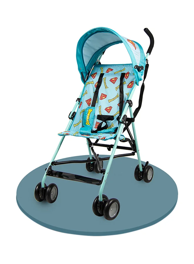 Warner Bros DC Comics Superman Lightweight Buggy Stroller | 3 - 36 Months, Light Blue, Rear Breaks, Shoulder Strap