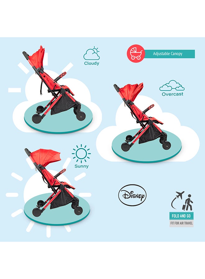 Disney Cars Lightning Mcqueen Travel With Stroller Storage Basket, Rear Breaks And Trolley Handle- 0-36 Months  - Image 3