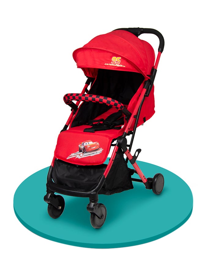Disney Cars Lightning Mcqueen Travel With Stroller Storage Basket, Rear Breaks And Trolley Handle- 0-36 Months  - Image 1