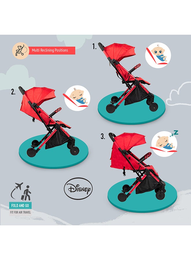 Disney Cars Lightning Mcqueen Travel With Stroller Storage Basket, Rear Breaks And Trolley Handle- 0-36 Months  - Image 2