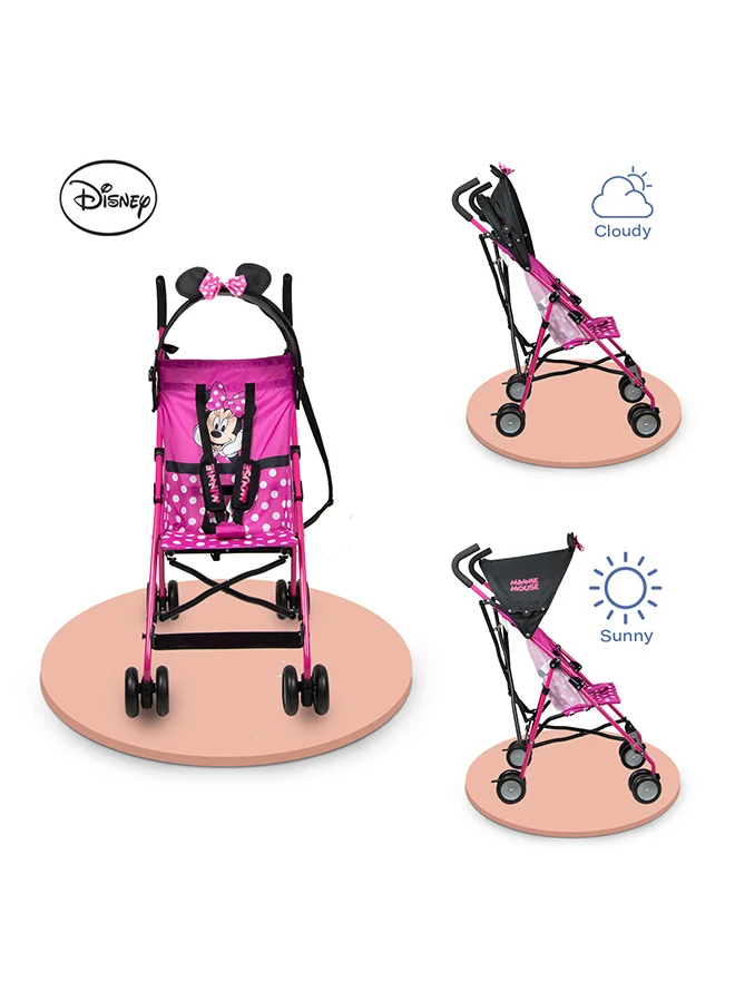 Disney Minnie Mouse 3D Ears Lightweight Buggy Stroller 3 - 36 Months, Pink, Rear Breaks, Shoulder Strap