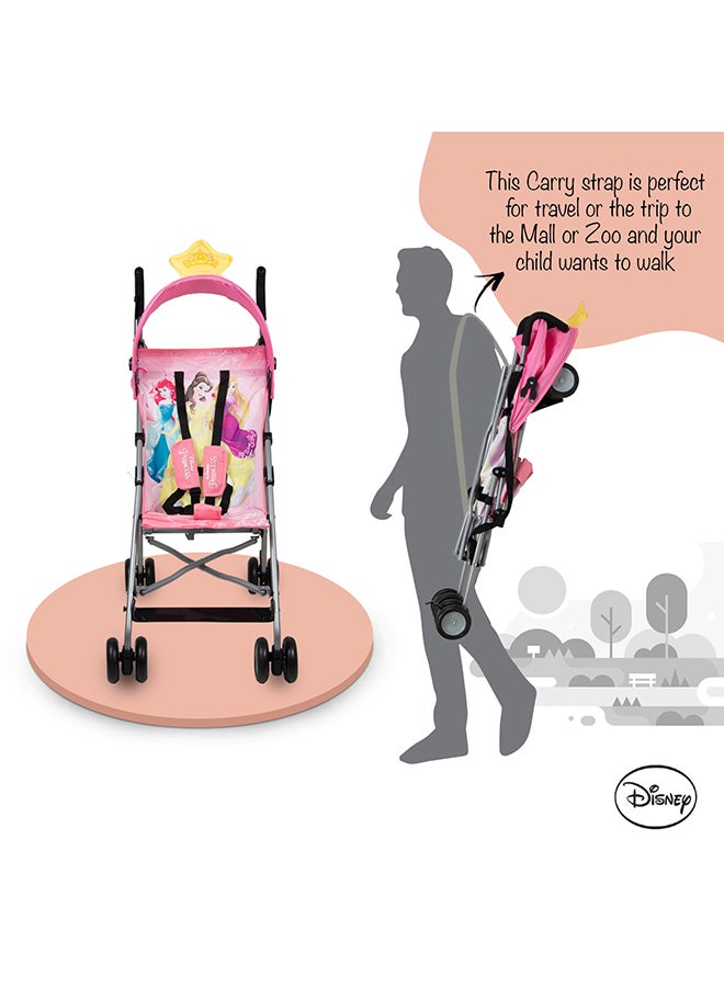 Disney Princess 3D Crown Lightweight Buggy Stroller | 3 - 36 Months, Rear Breaks, Shoulder Strap  - Image 2