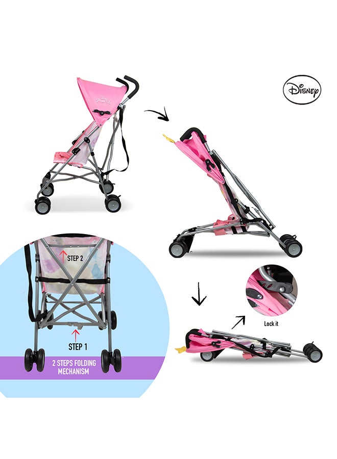 Disney Princess 3D Crown Lightweight Buggy Stroller | 3 - 36 Months, Rear Breaks, Shoulder Strap  - Image 3