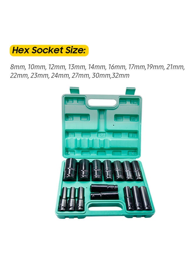 Generic 15-Piece Hex Impact Socket Set Black 26.50X5.50X21.00cm  - Image 3