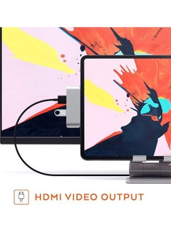 عربست محول محور USB-C 4 في 1 إلى صوت 4K HDMI 3.5 ملم، فضي  - Image 3