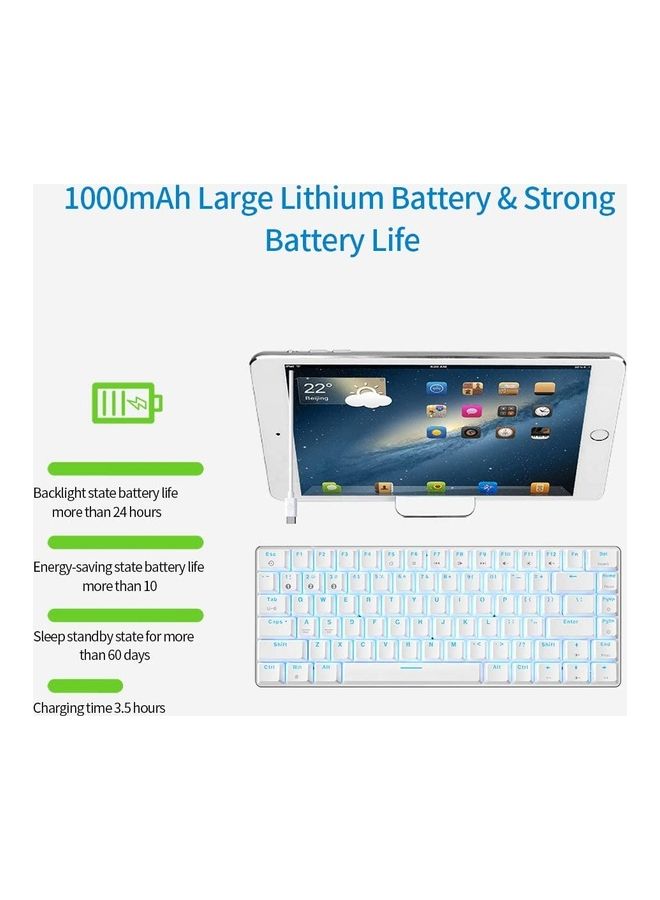 Ajazz - AK33 82 Keys Wireless Mechanical Gaming Keyboard, Bluetooth 5.0/Dual Mode Anti-Ghosting Backlight For PC Laptop Gamer White - Image 1