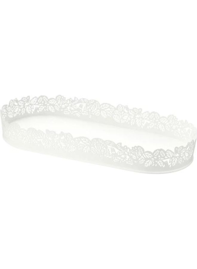طبق لحمل الشمعة أبيض 35x15سم - Image 1