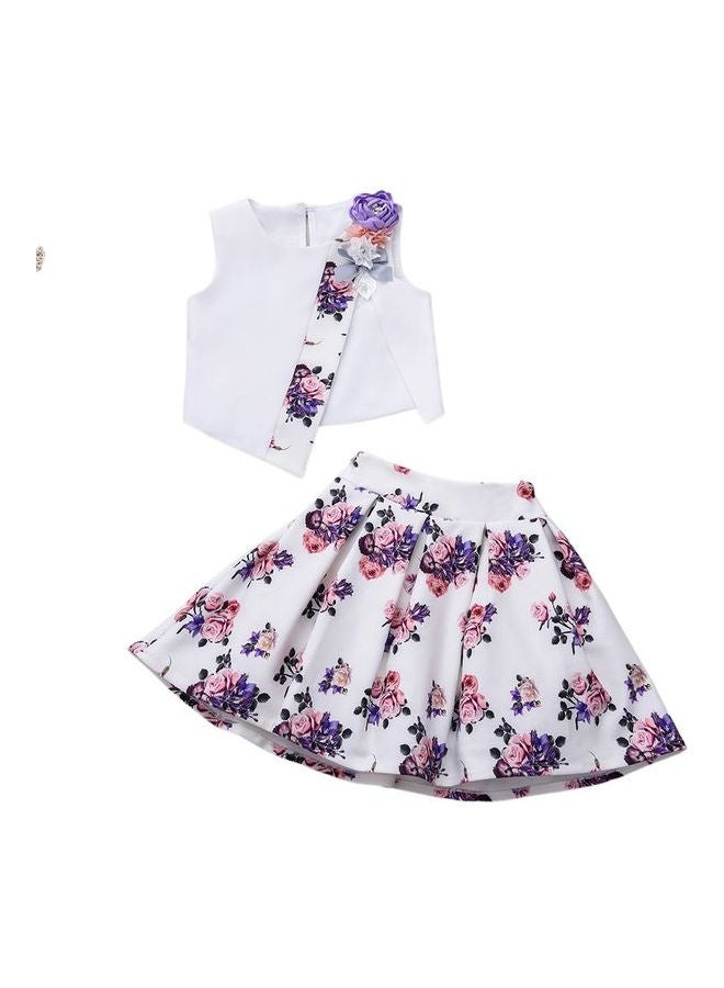 babyqlo Beautiful Flower Printed Skirt And Top Set Multicolour  - Image 1