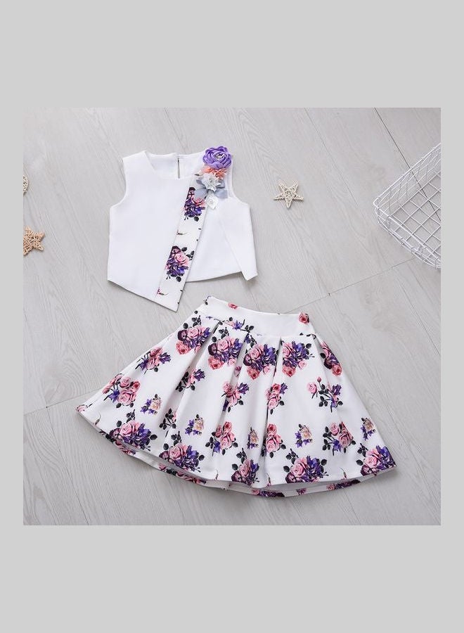 babyqlo Beautiful Flower Printed Skirt And Top Set Multicolour  - Image 2