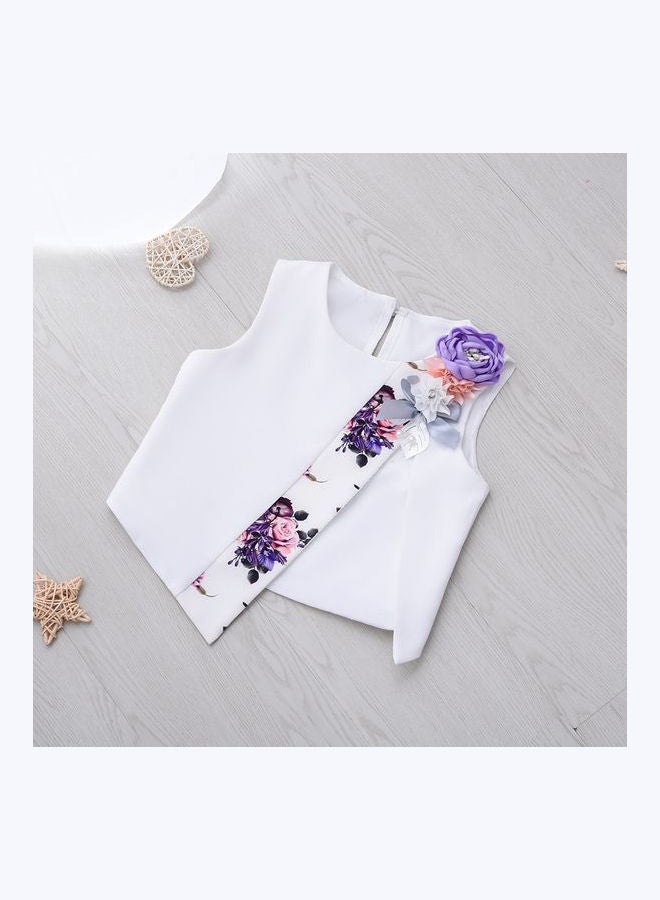 babyqlo Beautiful Flower Printed Skirt And Top Set Multicolour  - Image 3