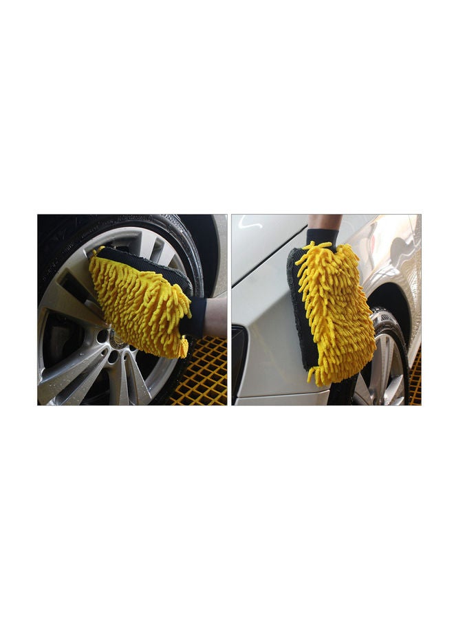 Alfa.life Double-faced Waterproof Mitt Wax Detailing Brush Car Wash Microfiber Chenille Gloves for Auto Care  - Image 4